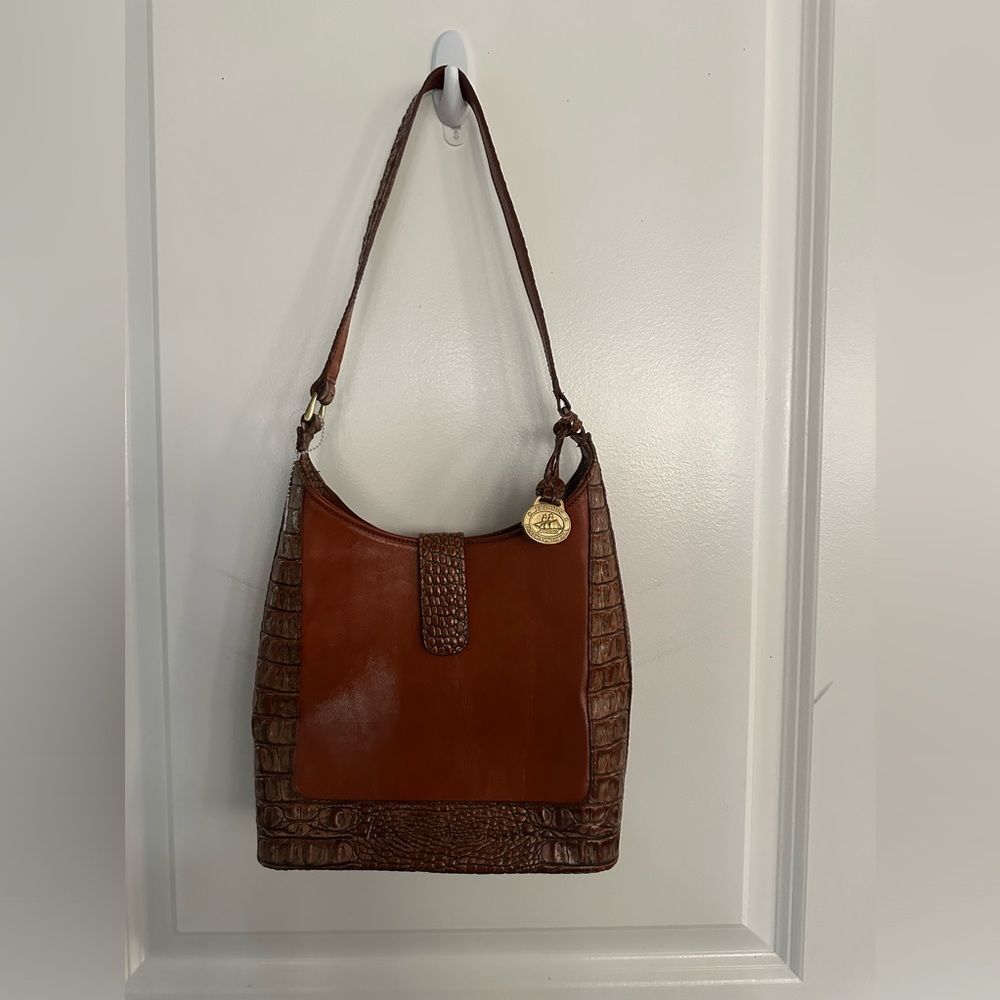 NWOT Brahmin Pecan Embossed Leather Shoulder Brown Women's Bag
